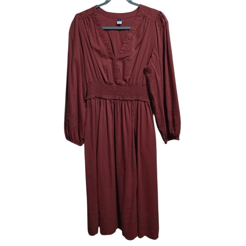 Elegant Rust Eyelet Detailed Dress